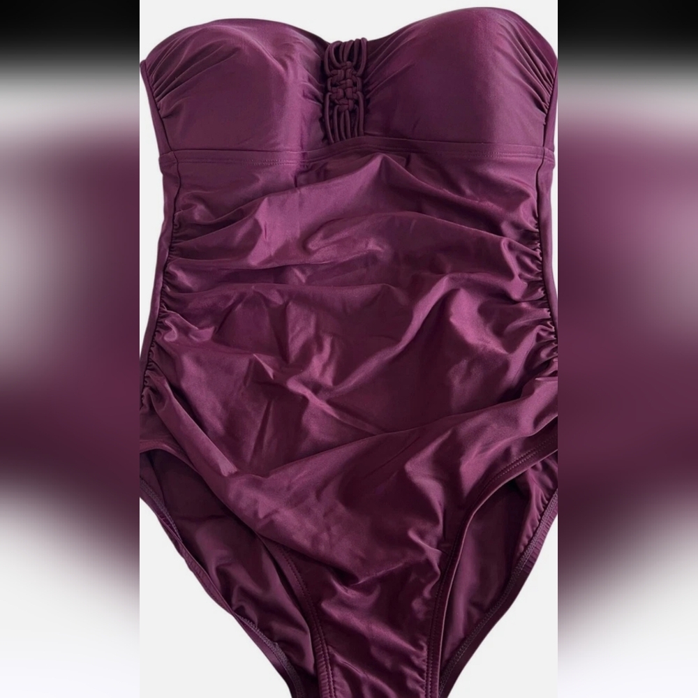 Merona Purple One Piece Swimsuit with Adjustable Straps and Ruching